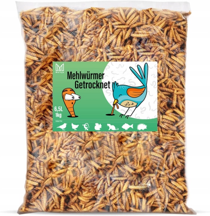 Mersjo sušené múčne červy 1 kg – prírodné krmivo pre vtáky a zvieratá